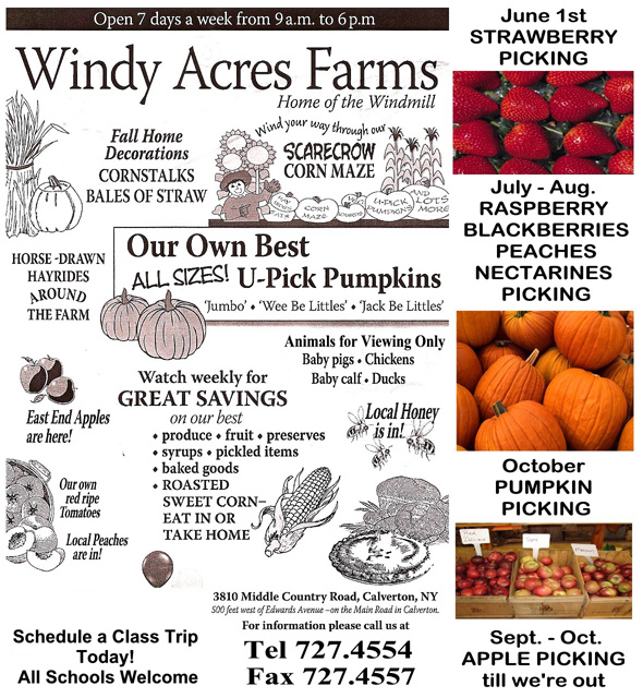 Windy Acres Farm Calverton NY 631.727.4554
